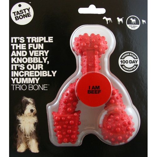 Tasty Bone Nylon Trio Bone Beef Dental Care Dog Chew Small