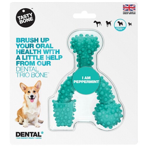 Tasty Bone Nylon Trio Bone Peppermint Dental Care Dog Chew Small