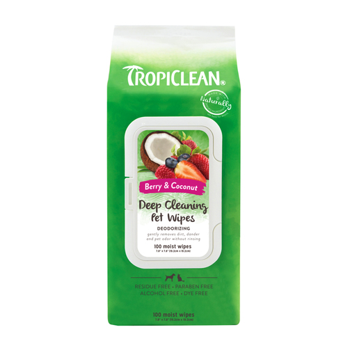 Tropiclean Deep Cleaning Deodorising Pet Wipes 100 Pack