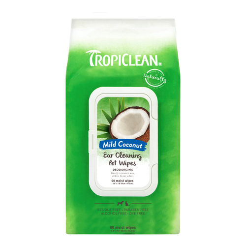 Tropiclean Ear Cleaning Deodorising Pet Wipes 50 Pack