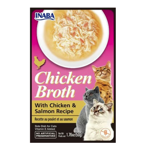 Inaba Chicken Broth Pet Cat Food w/ Chicken & Salmon Recipe 50g x 6