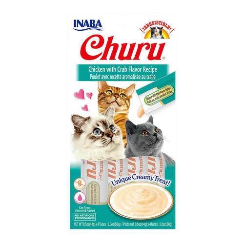 Inaba Churu Creamy Cat Treat Chicken w/ Crab Flavour Recipe 6 x 56g