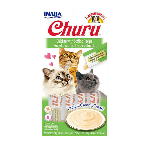 Inaba Churu Creamy Cat Treat Chicken w/ Scallop Recipe 6 x 56g