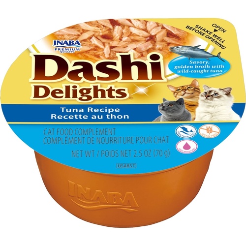 Inaba Dashi Delights Flakes in Broth Cat Food Topper Tuna Recipe 56g
