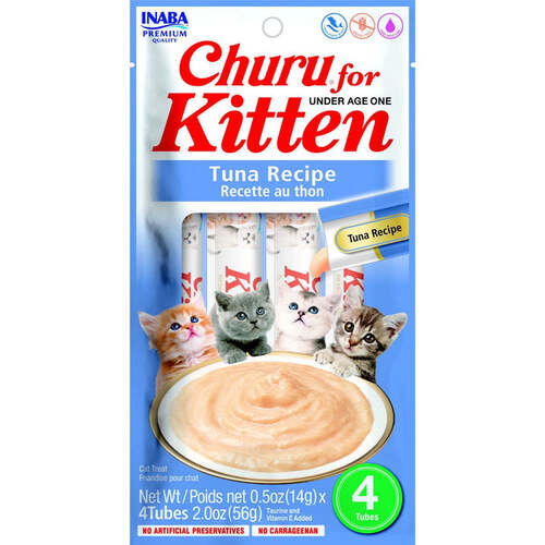 Inaba Churu Puree Kitten Under Age 1 Creamy Treat Tuna Recipe 6 x 56g