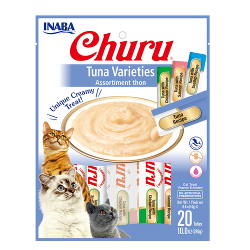 Inaba Churu Puree Tuna Varieties Natural Cat Food Topper 20 x 14g