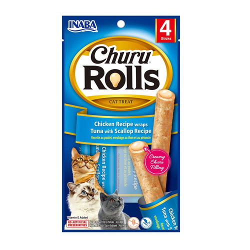 Inaba Churu Rolls Cat Treat Tuna w/ Scallop 6 x 40g