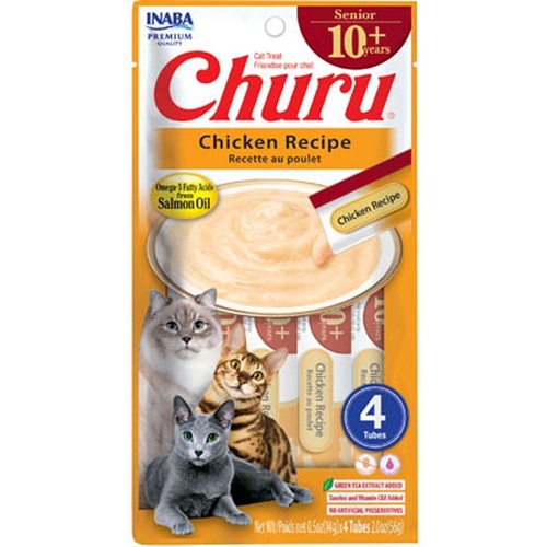 Inaba Senior 10+ Churu Puree Cat Treats Chicken Recipe 6 x 56g
