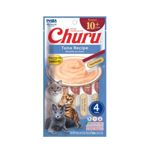 Inaba Senior 10+ Churu Puree Lickable Cat Treat Tuna Recipe 6 x 56g