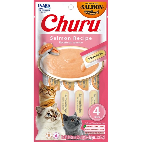 Inaba Churu Puree Lickable Pet Cat Treats Salmon Recipe 6 x 56g