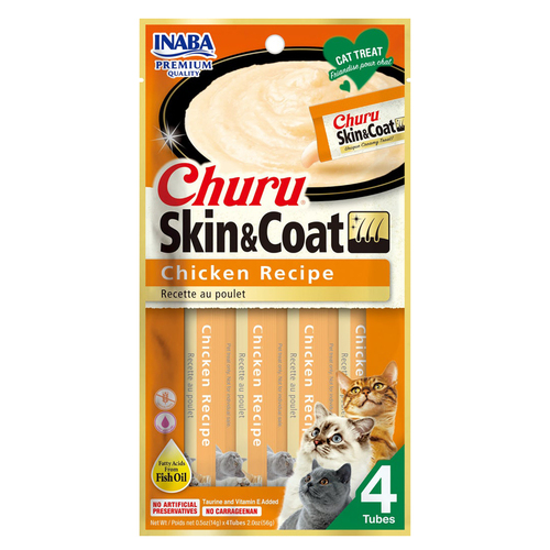 Inaba Churu Skin & Coat Cat Treat Chicken Recipe 6 x 56g