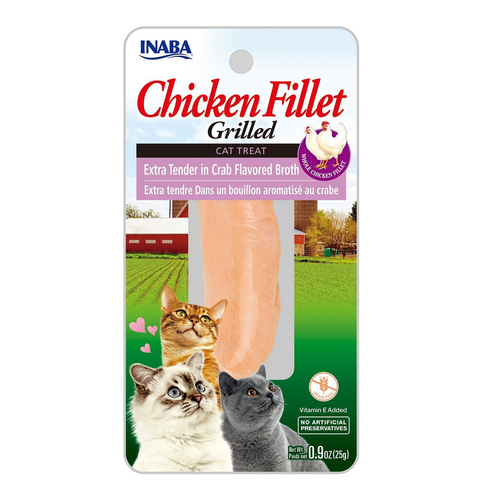 Inaba Chicken Fillet Grilled Cat Treat Extra Tender in Crab Broth 6 x 25g