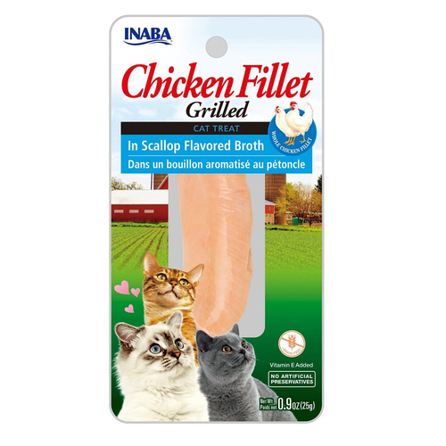 Inaba Chicken Fillet Grilled Cat Treat in Scallop Flavored Broth 6 x 25g
