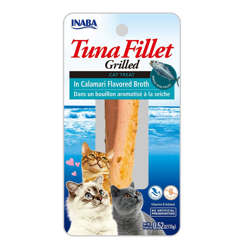 Inaba Tuna Fillet Grilled Cat Treat in Calamari Flavored Broth 6 x 15g