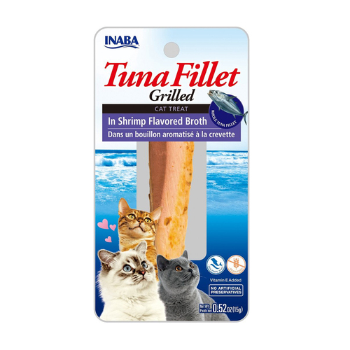Inaba Tuna Fillet Grilled Cat Treat in Shrimp Flavored Broth 6 x 15g
