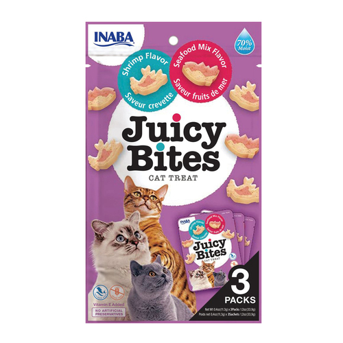 Inaba Juicy Bites Cat Treat Shrimp & Seafood Mix Flavor 6 x 34g