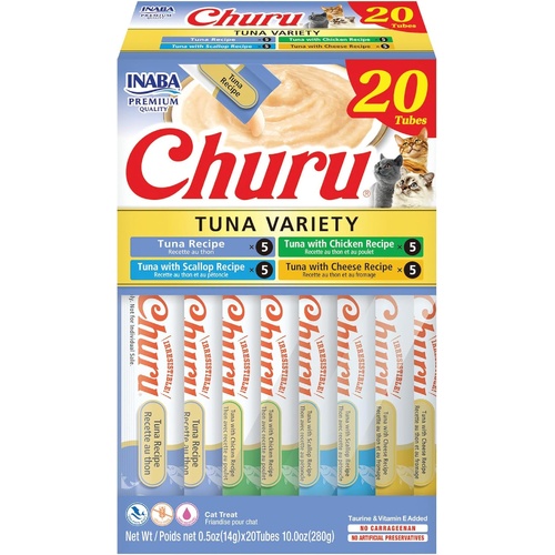 Inaba Churu Puree Lickable Cat Treats Tuna Variety Box 20 x 14g