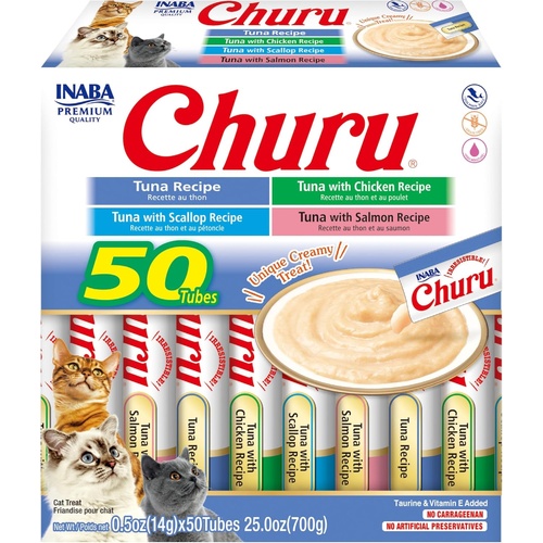 Inaba Churu Puree Lickable Cat Treats Tuna Variety Box 50 x 14g