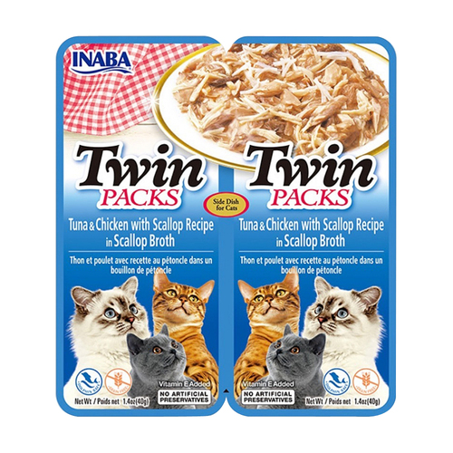 Inaba Twin Packs Pet Cat Food Tuna & Chicken Recipe in Scallop Broth 80g x 6