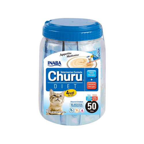 Inaba Churu Puree Vet Diet Cat Treats Tuna & Chicken Recipe Tub 50 Pack