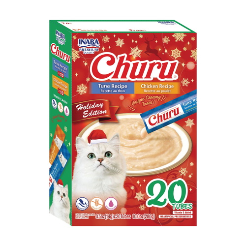 Inaba Churu Holiday Lickable Cat Treats Tuna & Chicken Variety 20 Pack