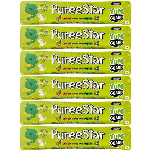 Yumguard Puree Star Chicken w/ Papaya Cat Treat 14g x 6 Pack