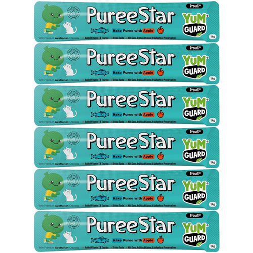 Yumguard Puree Star Hake w/ Apple Cat Treat 14g x 6 Pack