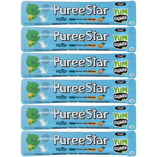 Yumguard Puree Star Hake w/ Mango Cat Treat 14g x 6 Pack