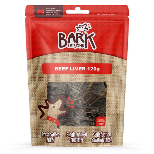 Bark & Beyond Beef Liver Low Fat Pet Dog Training Treats 120g