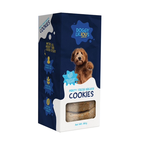 Doggylicious Minty Fresh Breath Cookies Dog Tasty Treat 180g