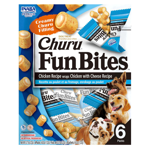 Inaba Churu Fun Bites Chicken Wraps Chicken & Cheese Recipe Dog Treat 6 x 132g