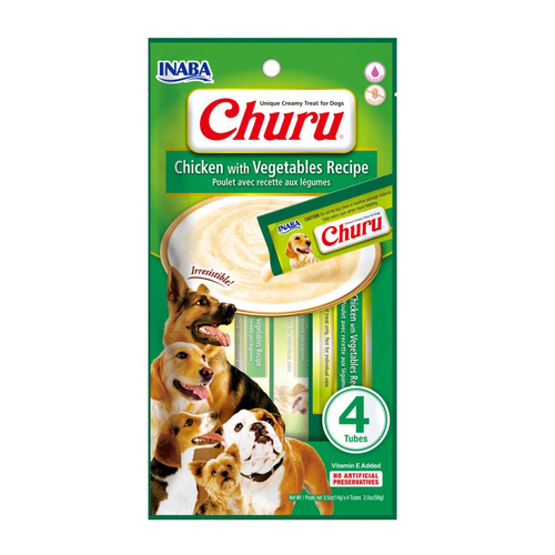 Inaba Churu Natural Dog Treat Chicken w/ Vegetables 6 x 56g
