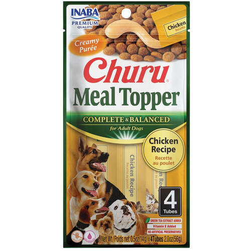 Inaba Adult Churu Complete & Balanced Dog Meal Topper Chicken Recipe 6 x 56g