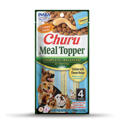 Inaba Adult Churu Complete & Balanced Dog Meal Topper Chicken w/ Cheese 6 x 56g