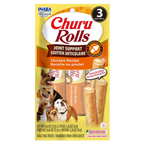 Inaba Churu Rolls Joint Support Dog Training Treats Chicken Recipe 6 x 30g