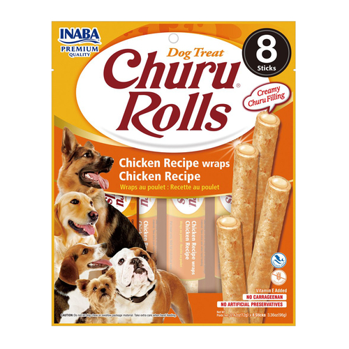 Inaba Churu Rolls Dog Treat Chicken Recipe 6 x 96g