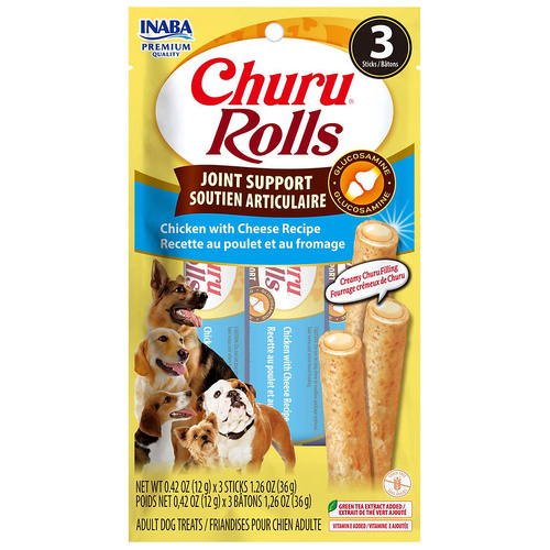 Inaba Churu Rolls Joint Support Dog Training Treats Chicken with Cheese 6 x 30g