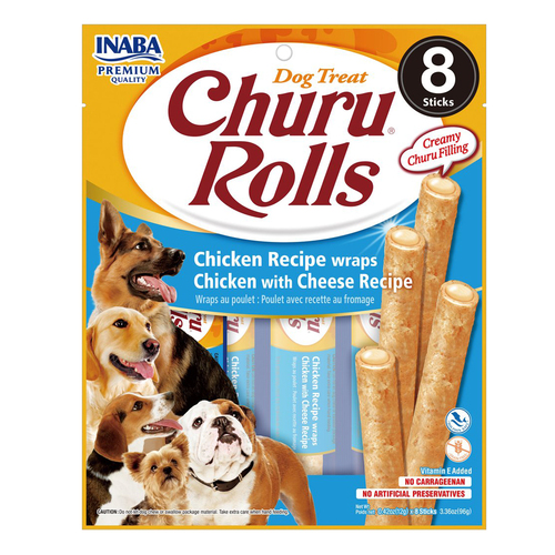 Inaba Churu Rolls Dog Treat Chicken w/ Cheese 6 x 96g