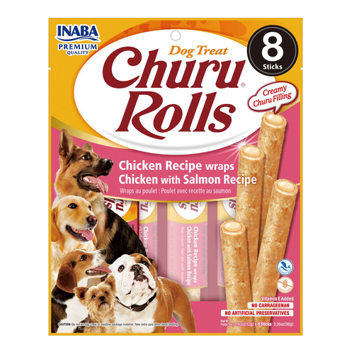 Inaba Churu Rolls Dog Treat Chicken w/ Salmon 6 x 96g