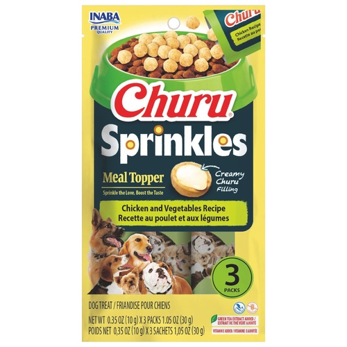Inaba Churu Sprinkles Meal Topper Dog Treats Chicken & Vegetables 6 x 30g