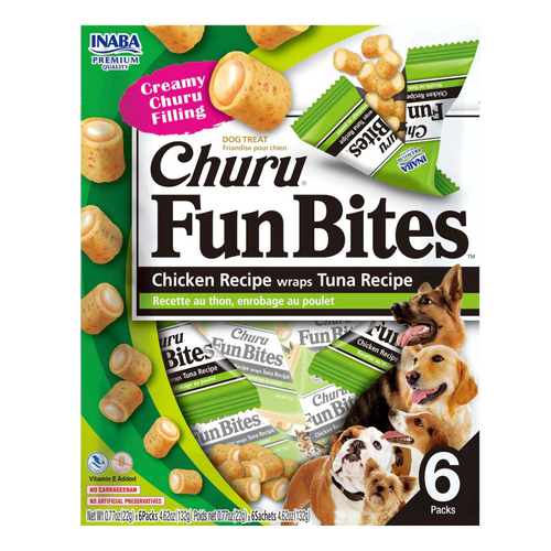 Inaba Churu Fun Bites Chicken Wraps Tuna Recipe Dog Treat 6 x 132g