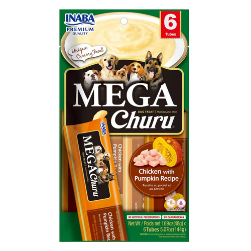 Inaba Mega Churu Chicken w/ Pumpkin Recipe Dog Treat Food Topper 6 x 144g