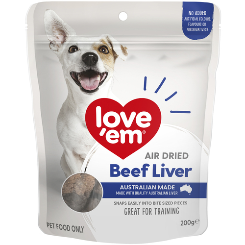 Love Em Air Dried Beef Liver Dog Training Treats 4 x 200g