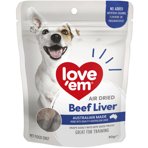 Love Em Air Dried Beef Liver Dog Training Treats 6 x 90g
