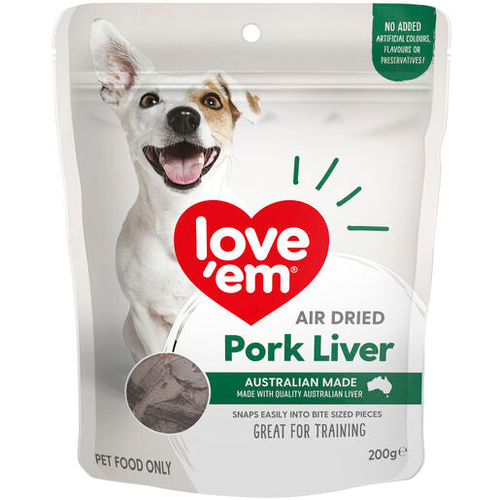 Love Em Air Dried Pork Liver Dog Training Tasty Treats 4 x 200g