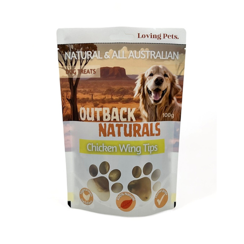 Loving Pets Outback Naturals Chicken Wing Tips Natural Dog Treats 100g