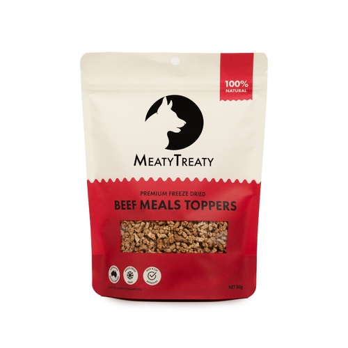 Meaty Treaty Freeze Dried Beef Meals Toppers for Dogs & Cats 50g