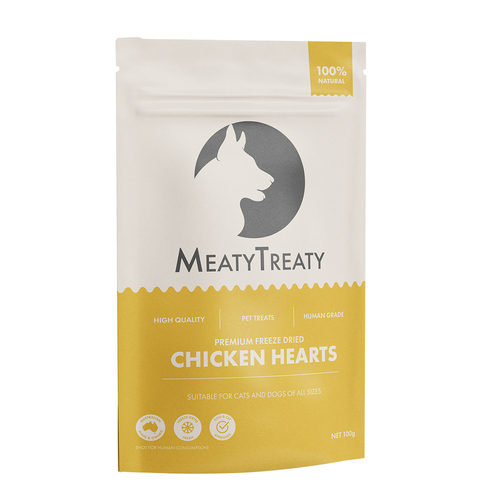 Meaty Treaty Premium Freeze Dried Cats & Dogs Treat Chicken Heart 100g