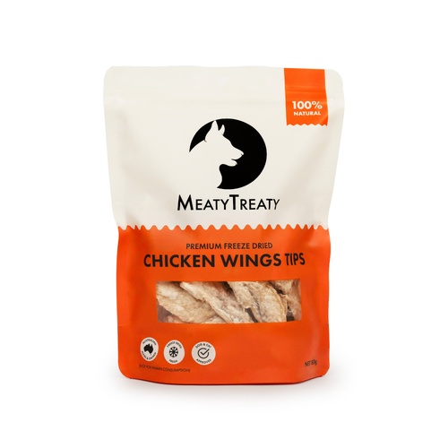 Meaty Treaty Freeze Dried Chicken Wings Tips Natural Dogs & Cats Treats 80g