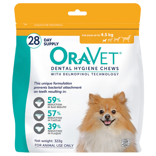 Oravet Dental Hygiene Chews for XS Dogs Up to 4.5kg 28 Pack 322g